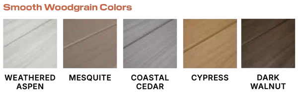 Available Smooth Woodgrain Vinyl Fence Colors
